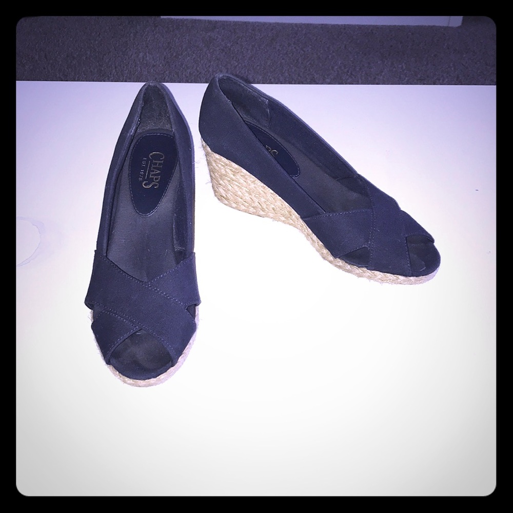 Navy wedged heels